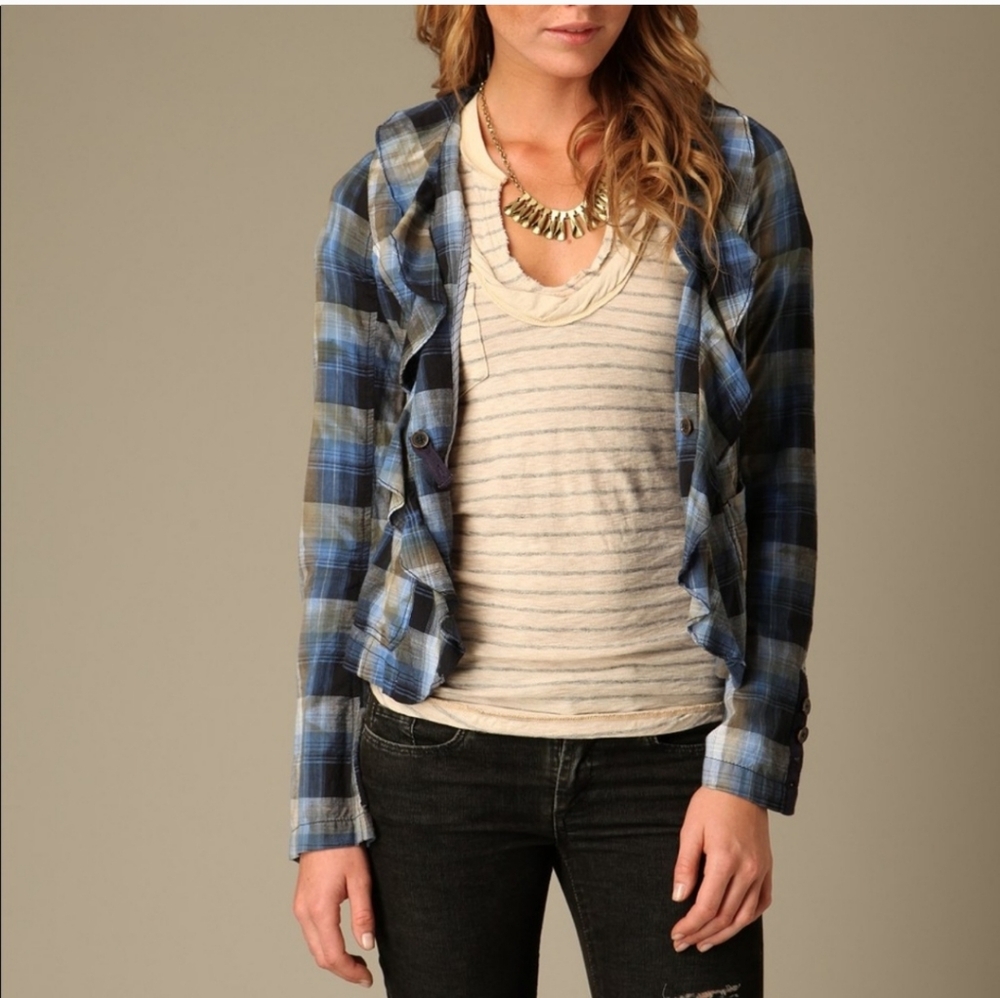 Free People Liberty Plaid Blazer
